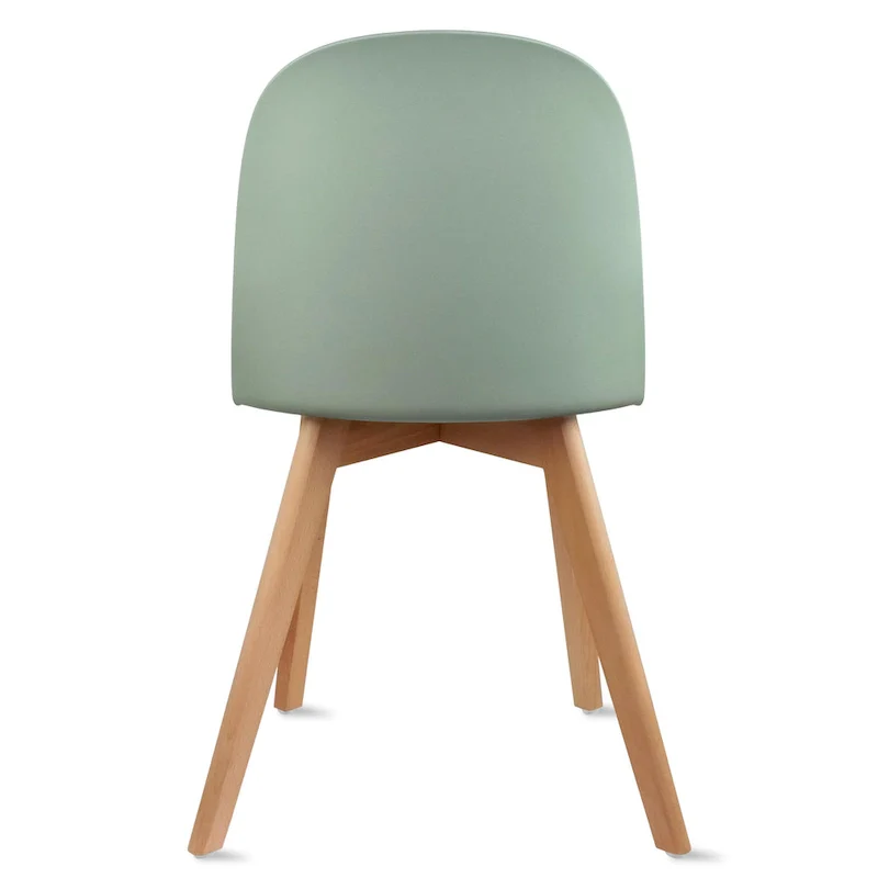 Set of 2 Dining Side Chair with Back Armless Plastic Seat Wooden Legs Kitchen Desk Task Computer