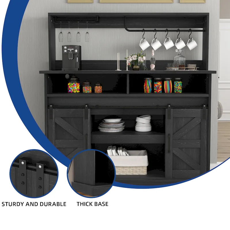 Farmhouse Coffee Bar Cabinet - 15.1D x 47.2W x 51.5H
