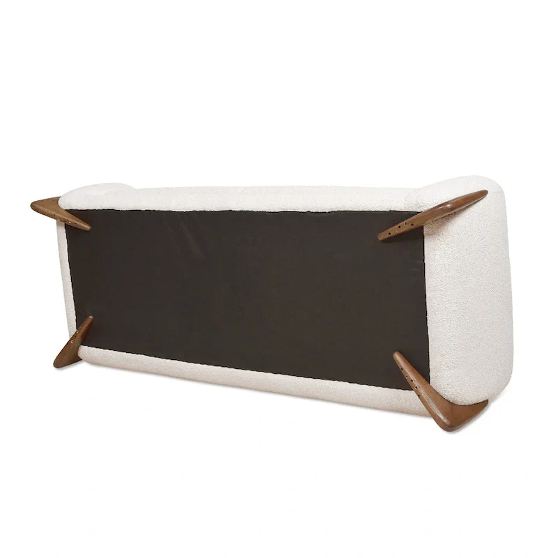 90.5 Boucle Upholstered Sofa with Wood Legs