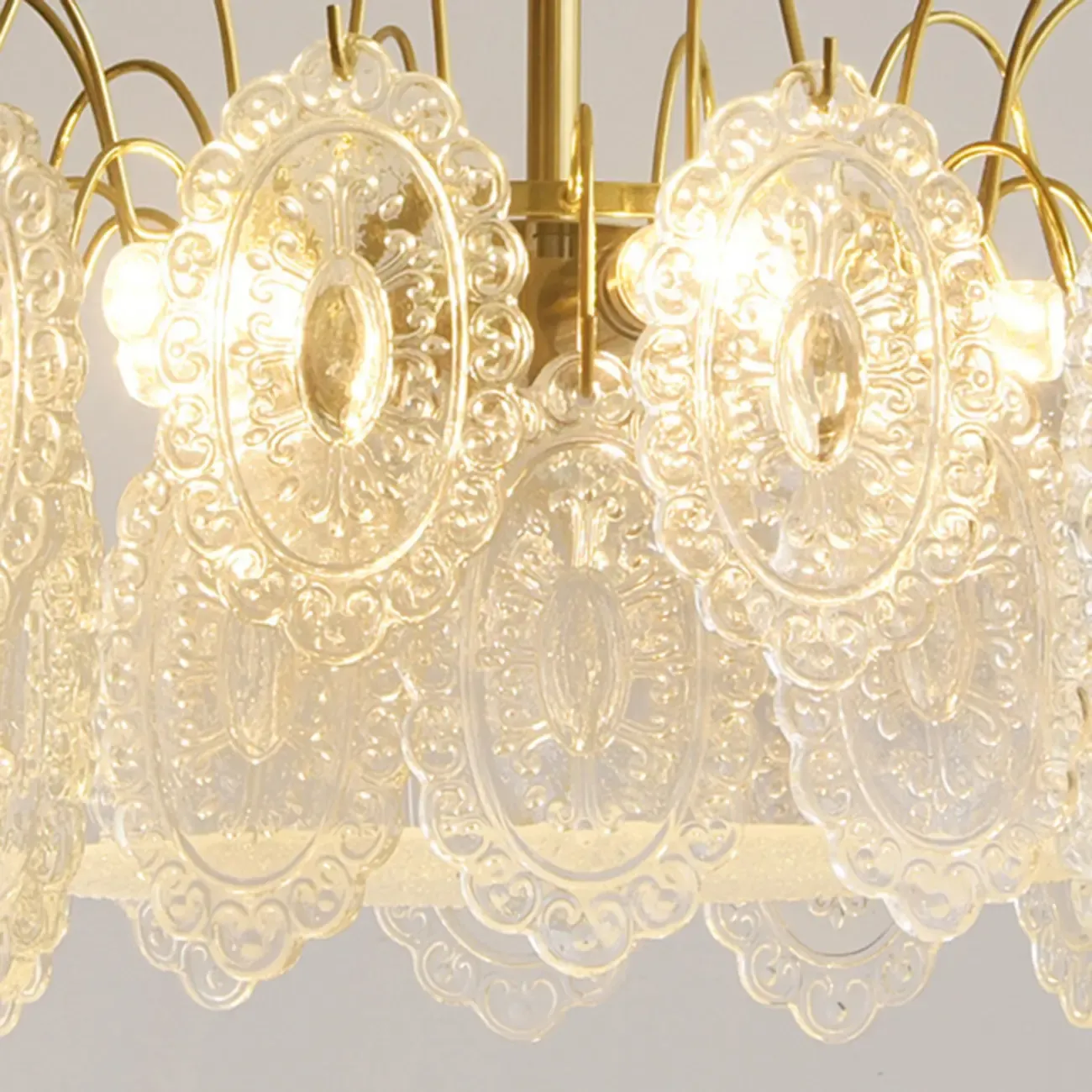 Elegant Round Gold Clear Glass Semi Flush Ceiling Light
