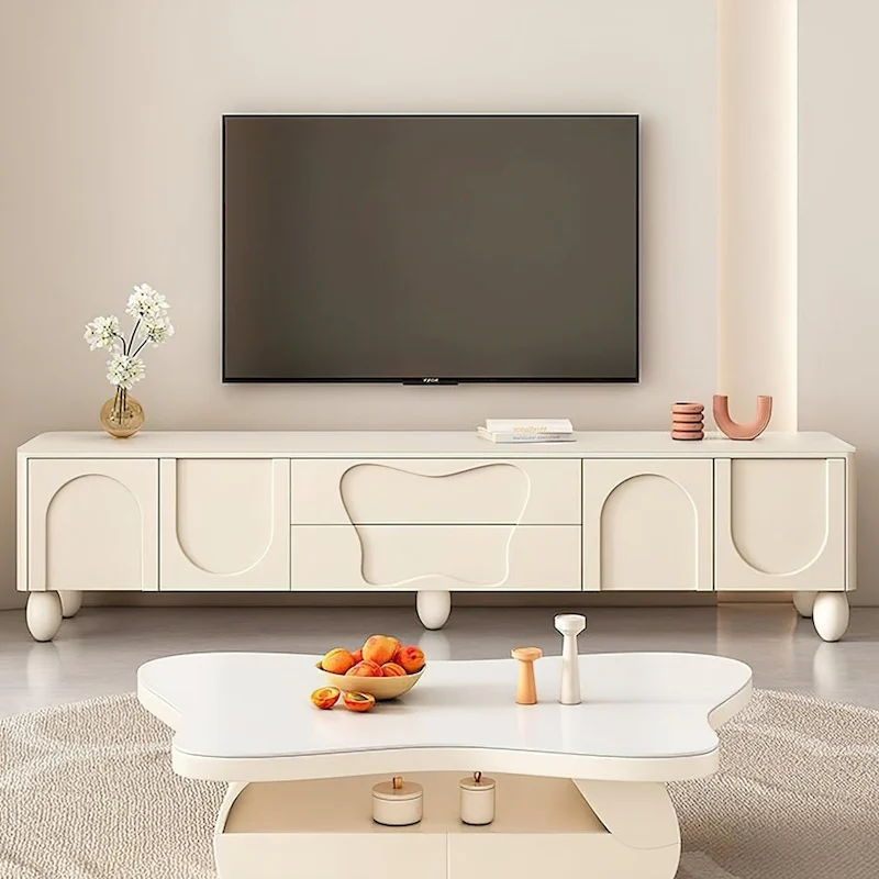 78-inch TV Stand with Storage Luxury Cream Media Console Extra storage space - 78 inches in width