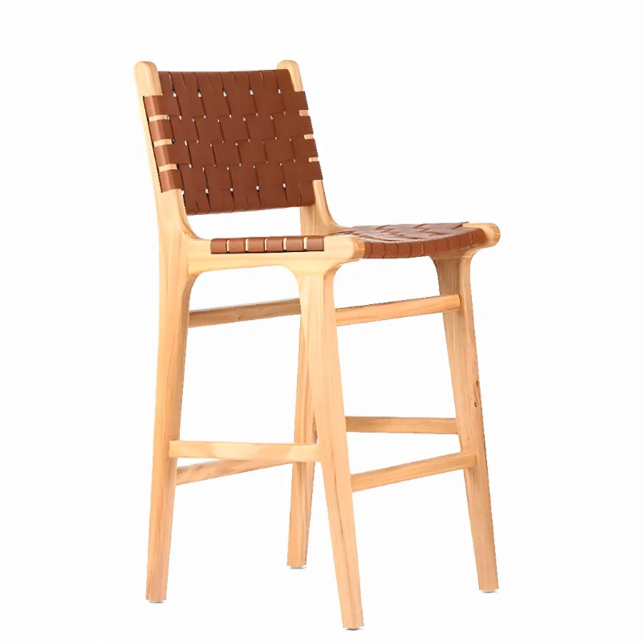 Modern Square Rattan Seat Counter Height Stools with Back