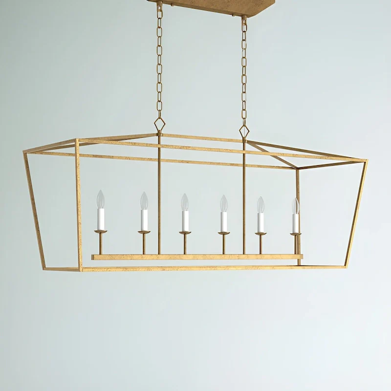 6 - Light Gold Lantern Pendant, Large Cage Style Iron Art Design