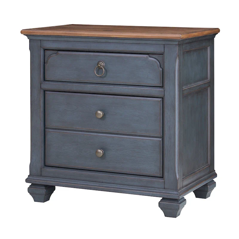 Bridgevine Home Americana Nightstand, No Assembly Required, Corduroy Blue Finish