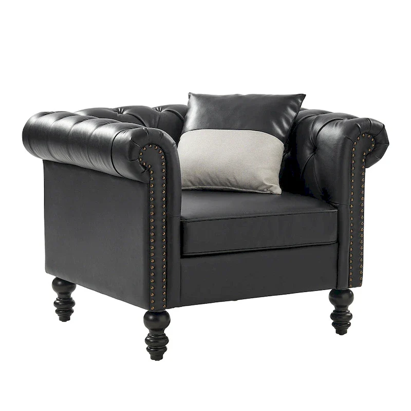 Faustina Traditional Upholstered Armchair with Solid Wood Legs by HULALA HOME
