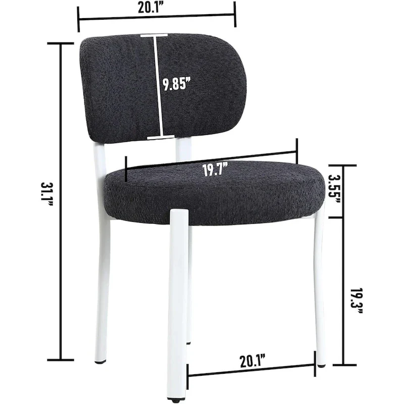 XINMICS Upholstered Modern Boucle Dining Room Chairs with White Metal Legs