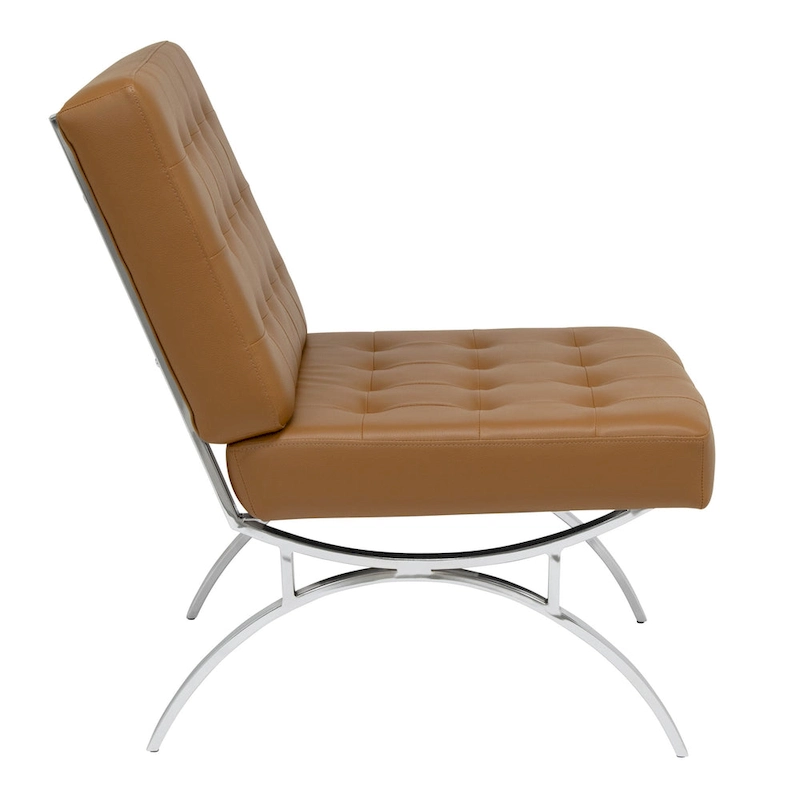 Newel Modern Blended Leather and Chrome Metal Frame Mid Century Accent Chair