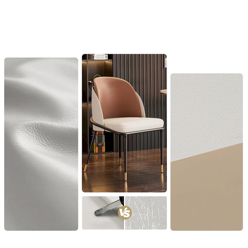 Set of 2 Microfiber Leather Upholstered Dining Chairs with Metal Legs - 20x21x32