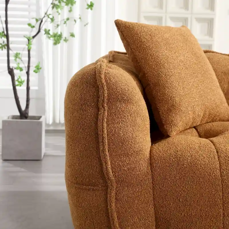 Yellow Modern 65 Chenille Loveseat