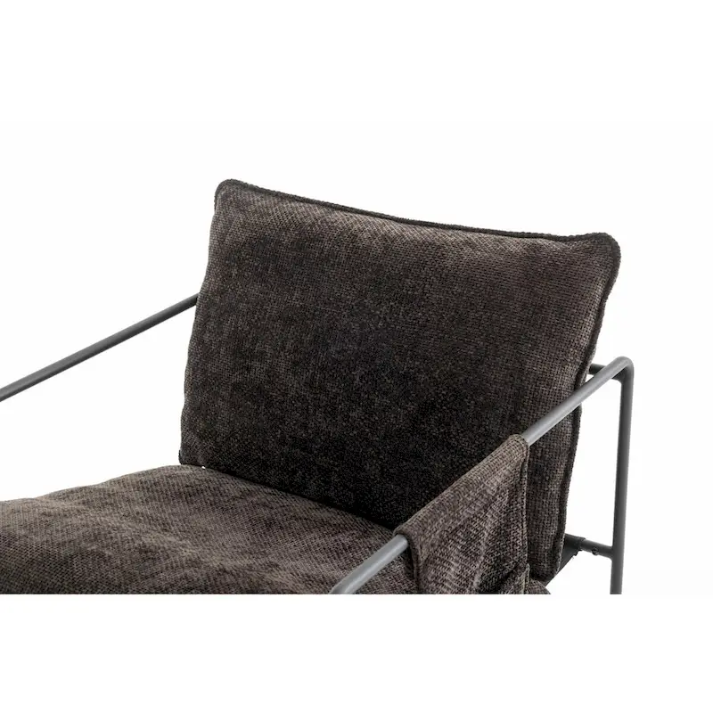 Upholstered Hanging Armchairs with Arm Pockets, Metal Frame,Set of 2
