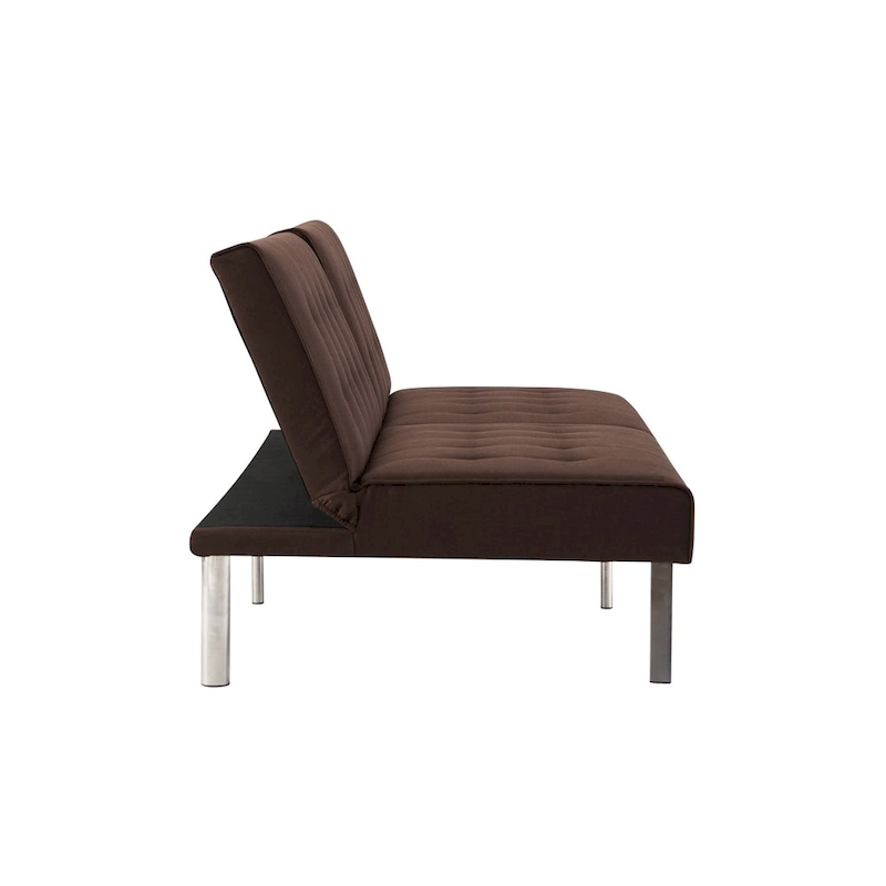 Tufted Mid-Century Modern Split Back Futon Sofa Couch Bed with Chrome Legs