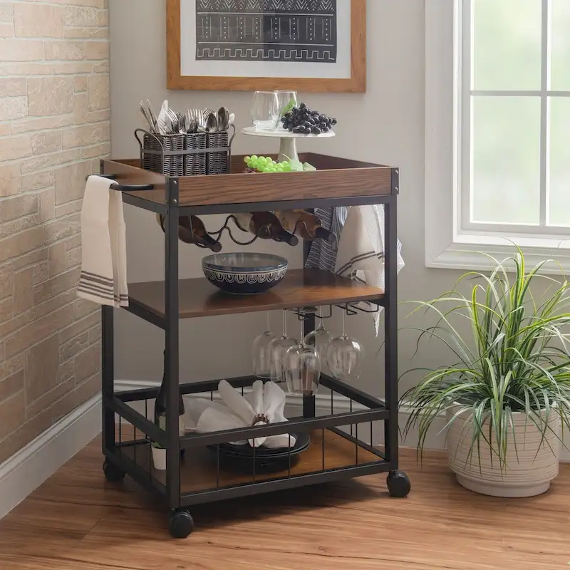 Wheeler Industrial Kitchen & Wine Cart