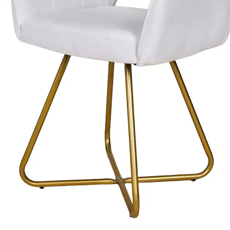 White Velvet Accent Armchair with Gold Metal Base, Padded Seat & Back, Seats 1