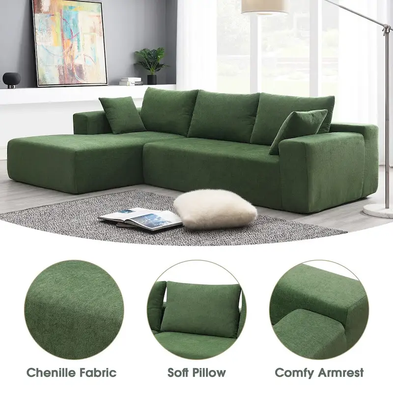 109*68 L-Shape Modular Sectional Living Room Sofa Set Couch Upholstered Sleeper Sofa Free Combination