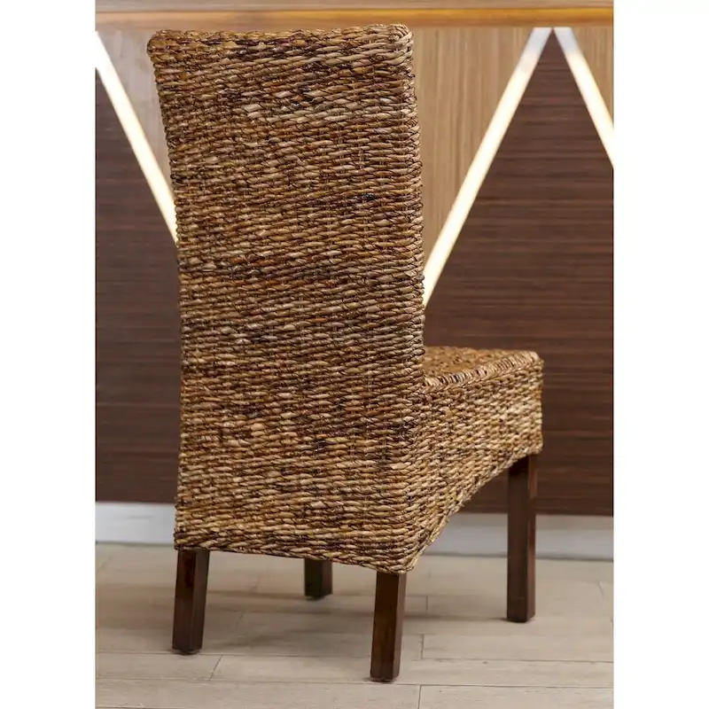 Gaby Woven Banana Leaf /Mahogany Dining Chair (Set of 2)