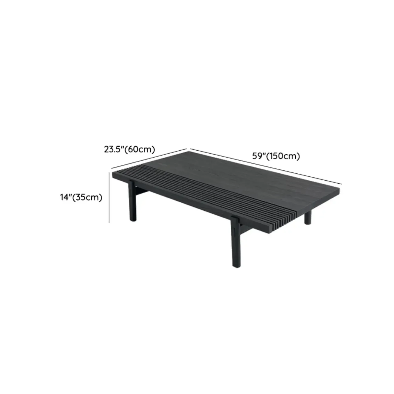 Black Rectangular Chic Rectangle Wood Coffee Table