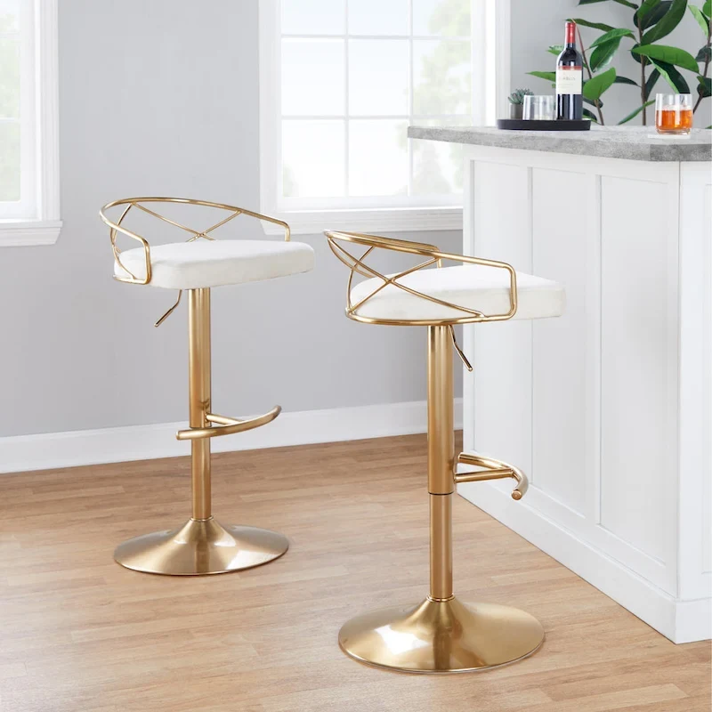 Silver Orchid Charlotte Glam Adjustable Bar Stool (Set of 2)