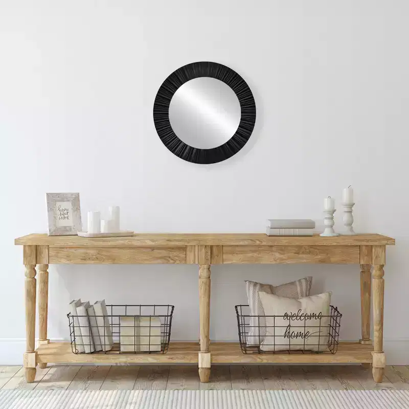Northlight 20 Black Contemporary Fluted Round Mirror Wall Decor