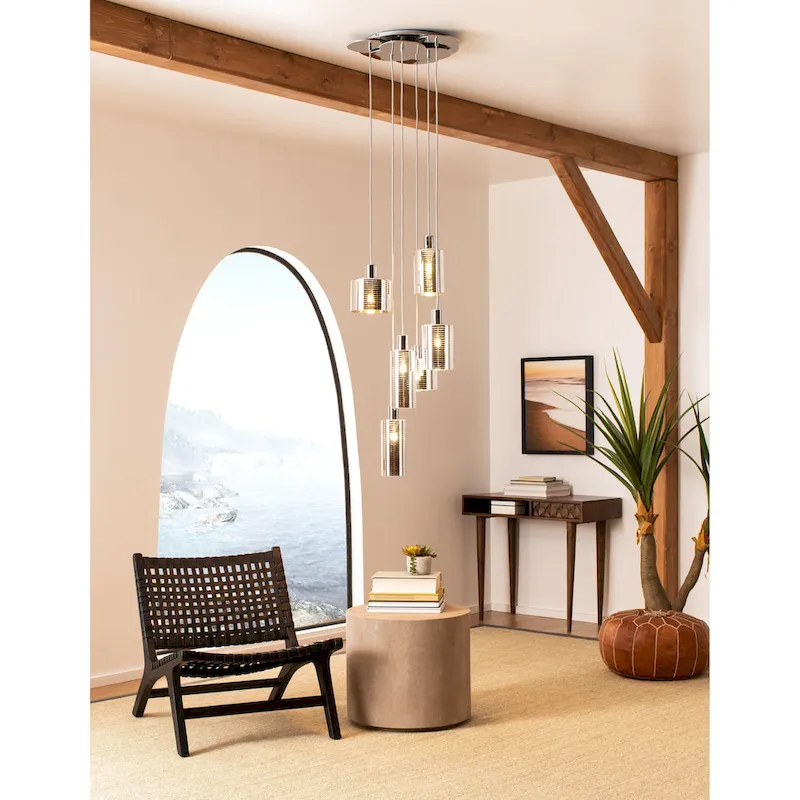 SAFAVIEH Lighting Trinh Pendant - 19 x19 x34-84.5  - Black - 19Wx19Dx85H