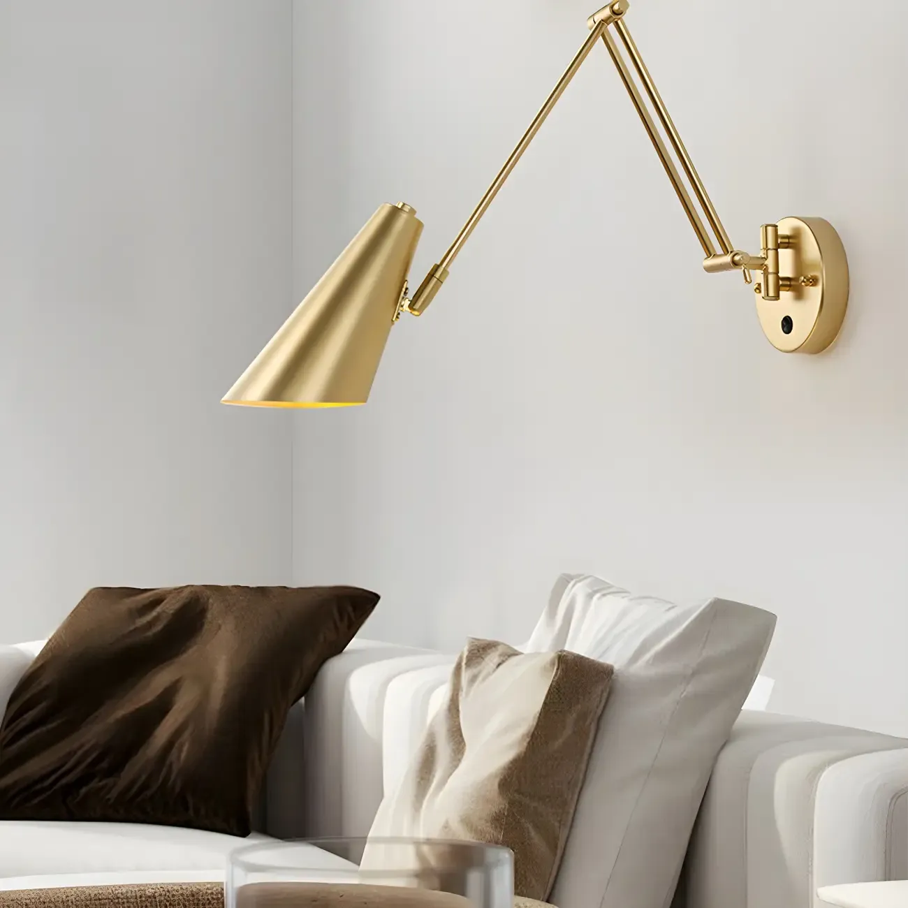 Elegant Streamlined Metal Swing Arm Wall Light