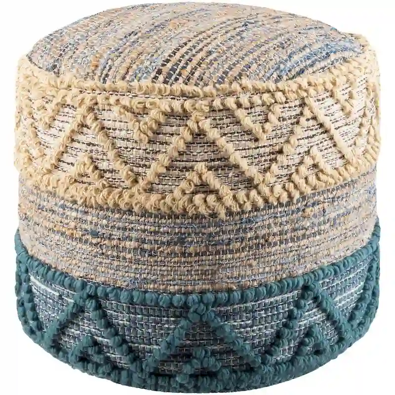 Jacotte Bohemian Jute 18-inch Cylinder Pouf