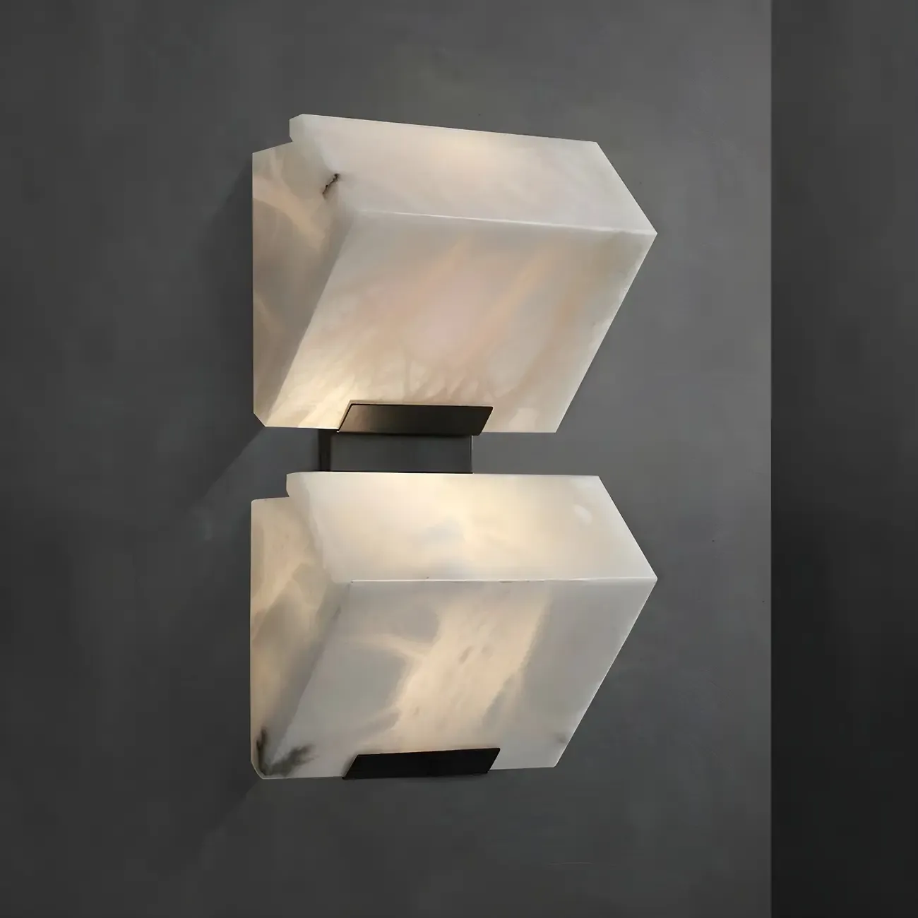 Geometric White Stone Indoor Wall Light in Hardwired