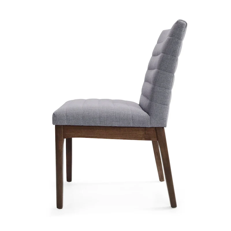 Mid-Century Modern Channel Stitch Dining Chairs - Set of 2