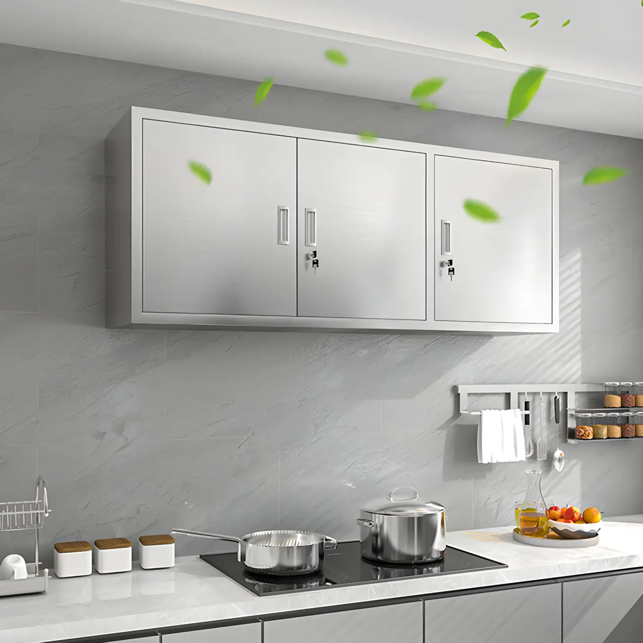 Adjustable Stainless Steel Wall-Mounted China Cabinet