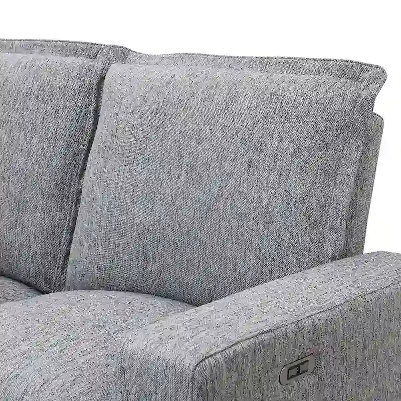 Grey Linen L-Shaped Sectional Sofa with Power Recliners & USB