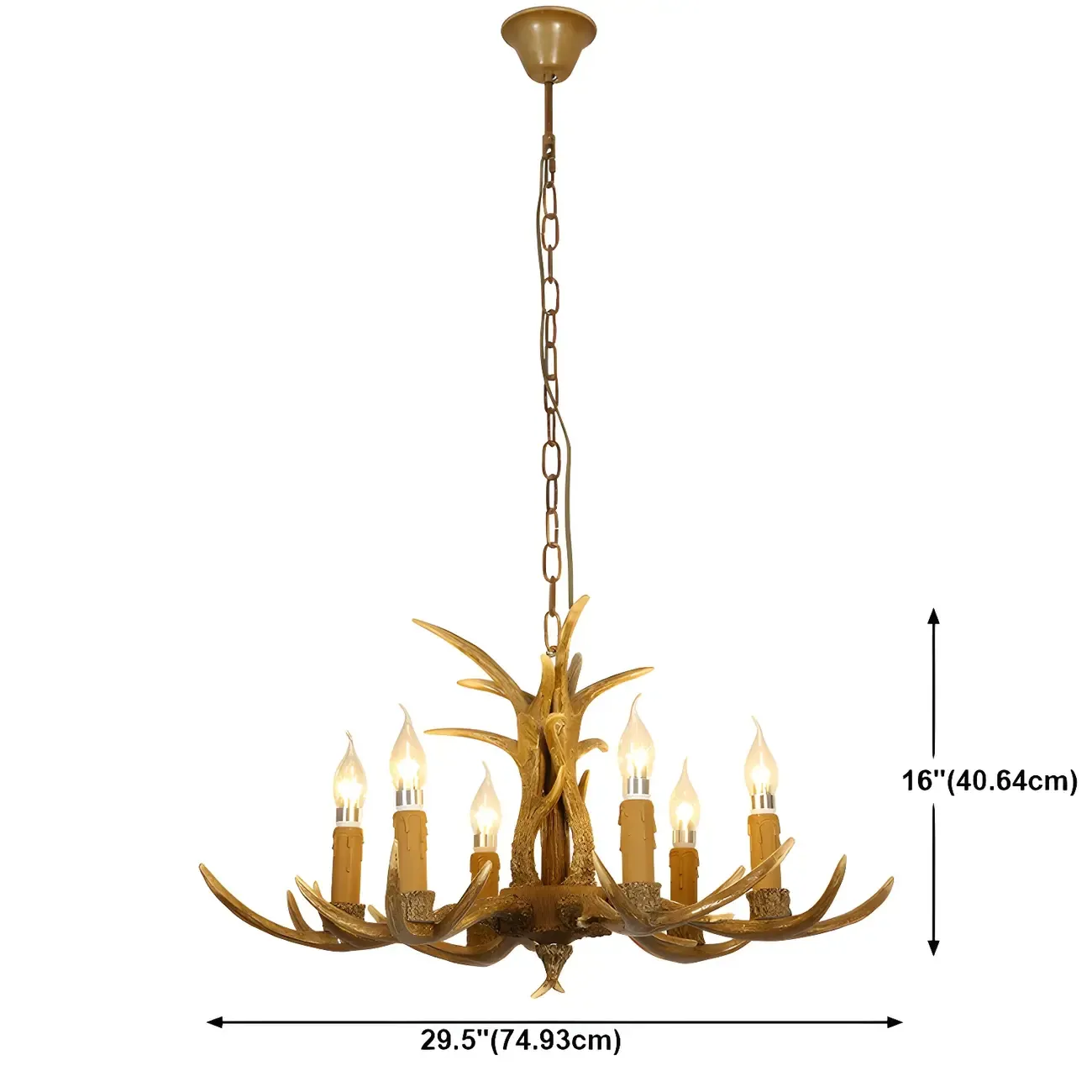 Gold Antler Shape Resin Rustic Chandelier Lighting