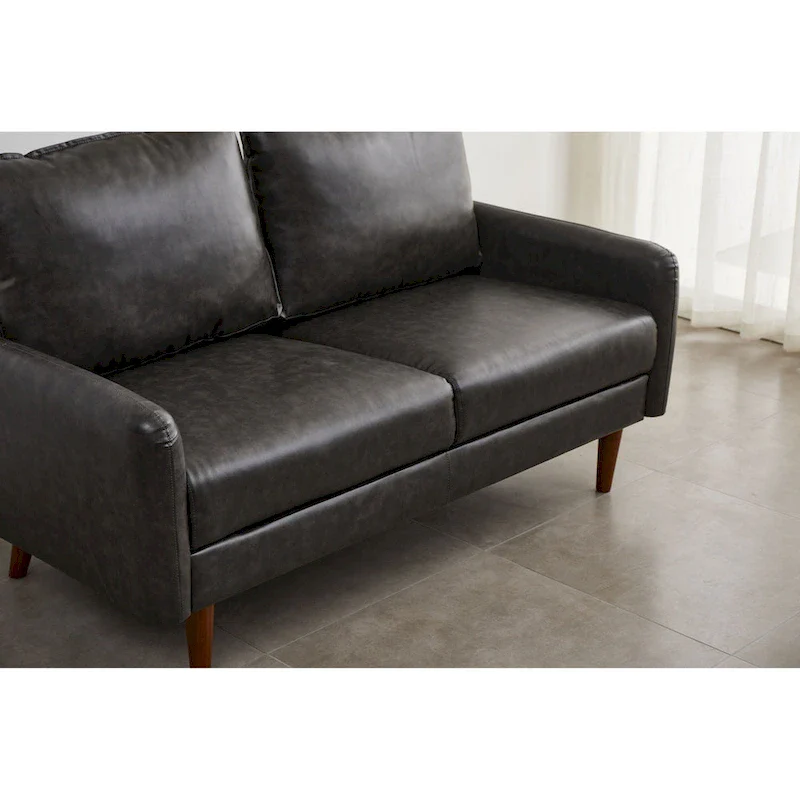 Faux leather 58 Square Arm Loveseat