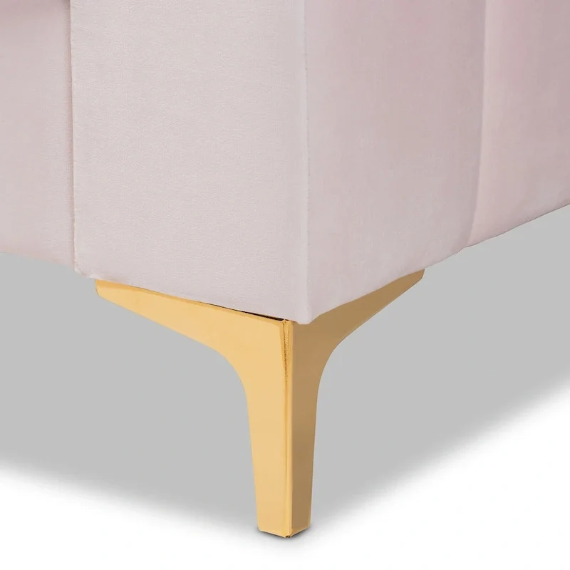 Oksana Light Pink Velvet and Gold Finished Daybed
