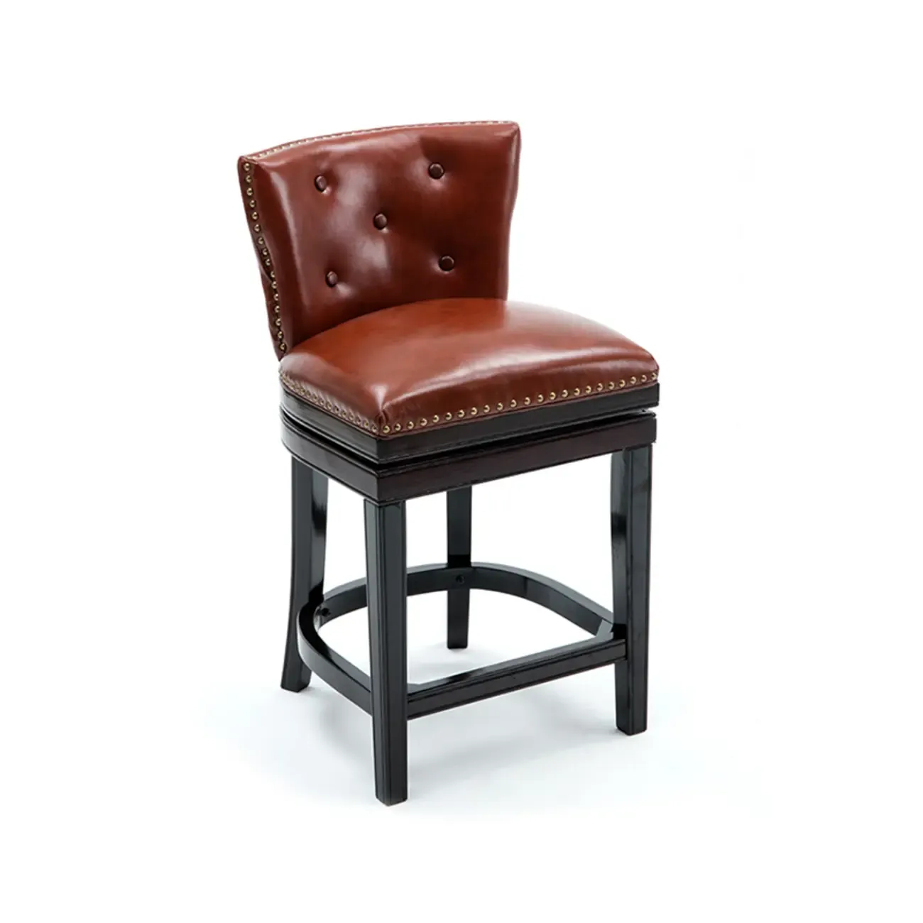 Solid Wood Genuine Leather Swivel Bar Stool