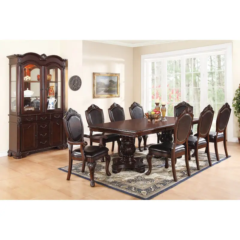 Dining Arm Chairs With Faux Leather Upholstery, Set Of 2, Dark Brown