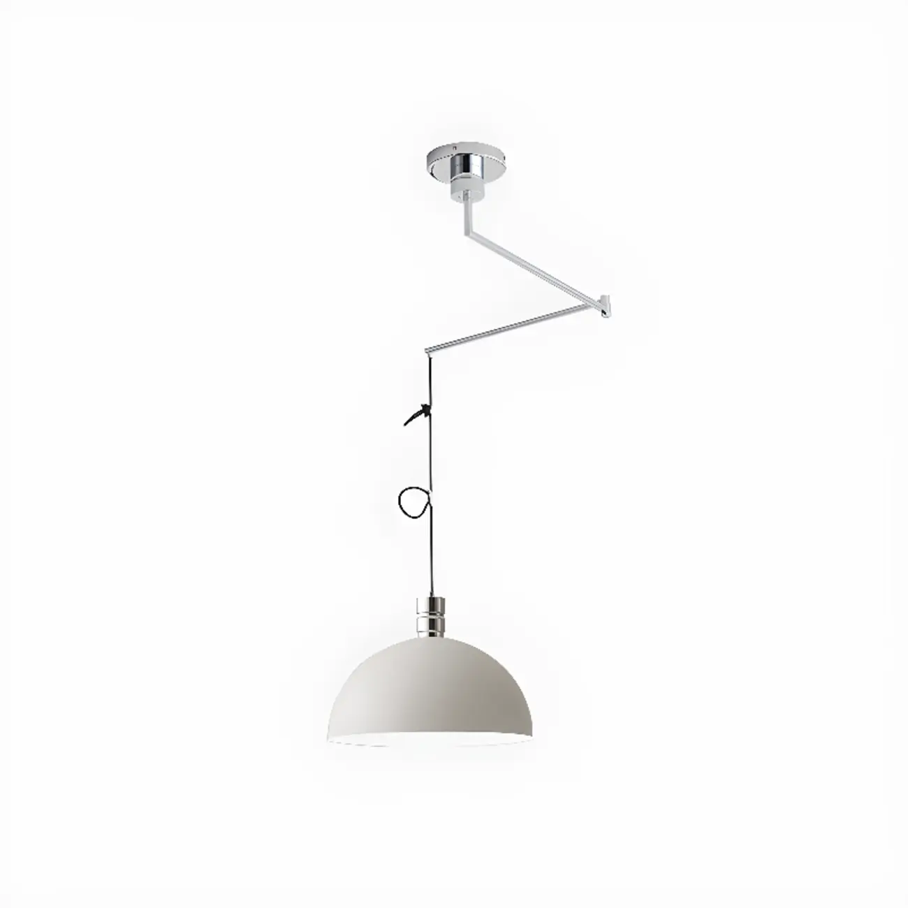 Minimalist White Half Bowl Pendant Lamp and Adjustable Metal Cord