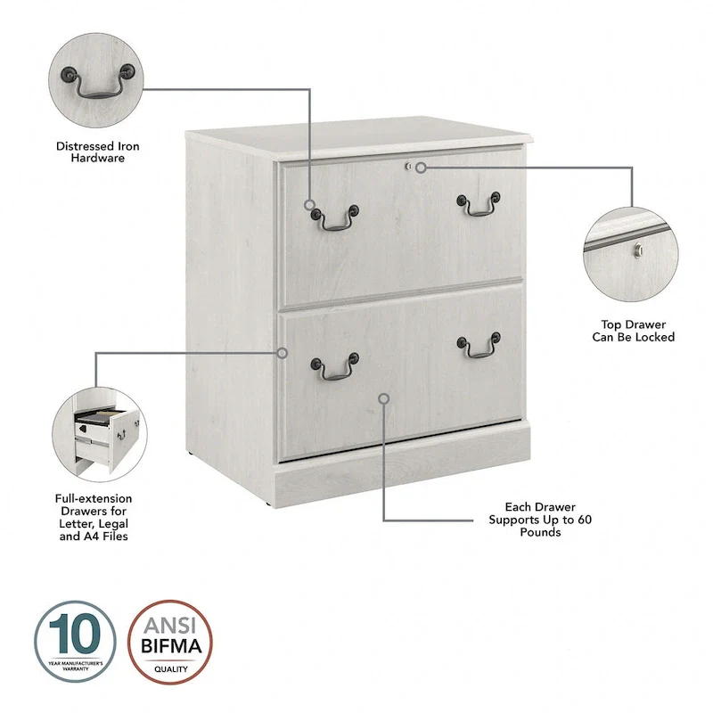 Bush Furniture Saratoga Lateral File Cabinet in Harvest Cherry