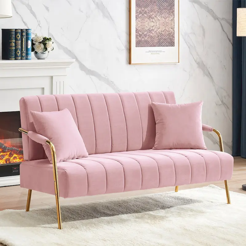 Ouyessir Upholstered Loveseat, Tufted Back Couch, Accent Armchair with 2 Pillows