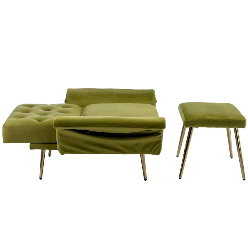 Olive Green 32.28 Tufted Accent Chair with Ottoman