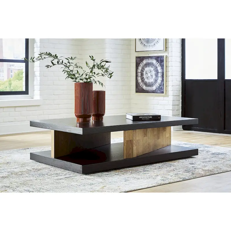 Signature Design by Ashley Kocomore Brown/Beige Coffee Table - 60 W x 35 D x 16 H