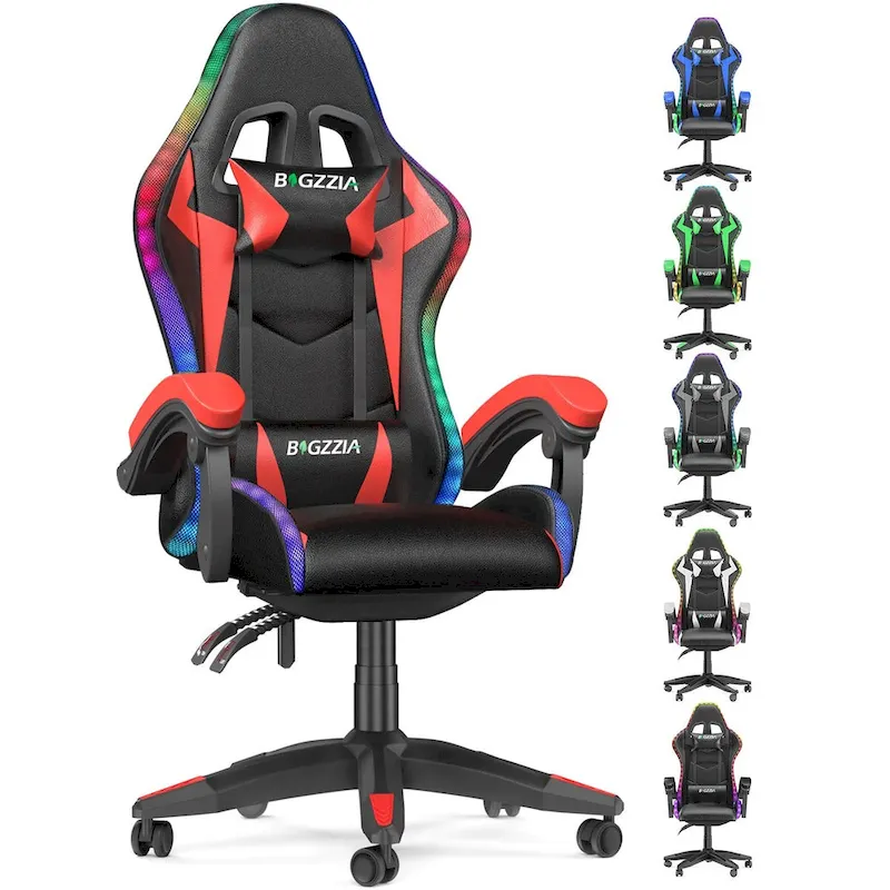 RGB Gaming Chair with LED Lights and Ergonomic Computer Chair