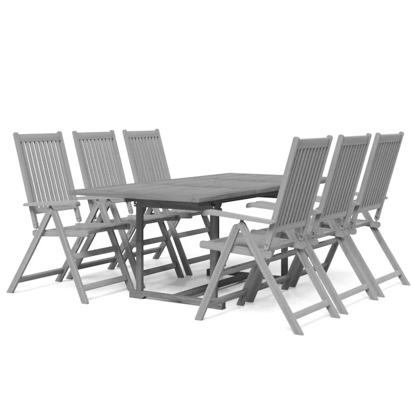 vidaXL Solid Wood Acacia Patio Dining Set 7 Piece Garden Seat Oval/Rectangular