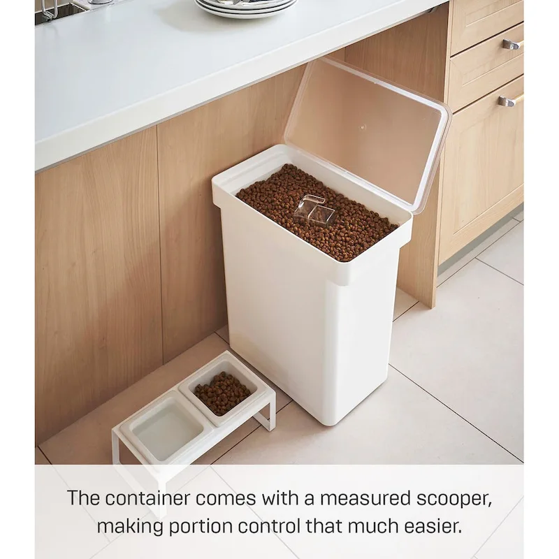 Yamazaki Home Rolling Airtight Pet Food Container (25 lbs.), Polypropylene, Extra Large, 6.6 gallons, 25 liters