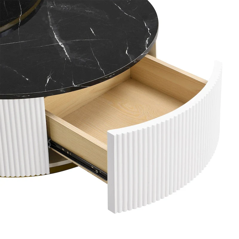 Modern Round Nesting Coffee Table with Drawer (Set of 2) by Harper&Bright Designs