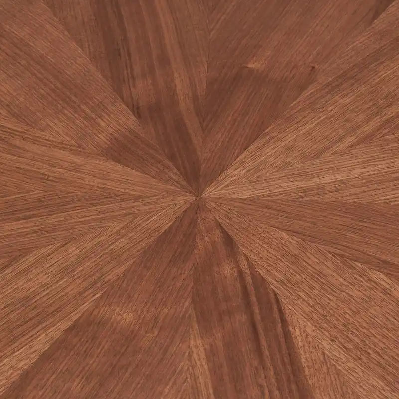 63-Inch Mid-Century Modern Oval Dining Table with Walnut Finish, Sunburst Inlay, Splayed Legs, Seats 4