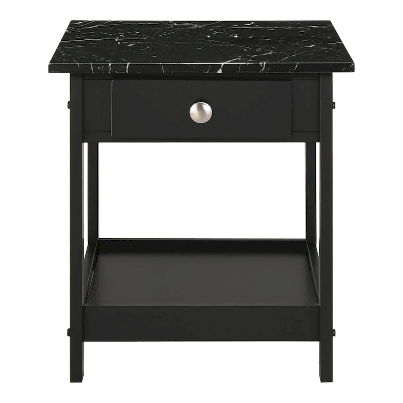 DH BASIC Transitional Rubberwood 3-Piece Open-Shelf Coffee Table and End Table Set with Drawer by Denhour