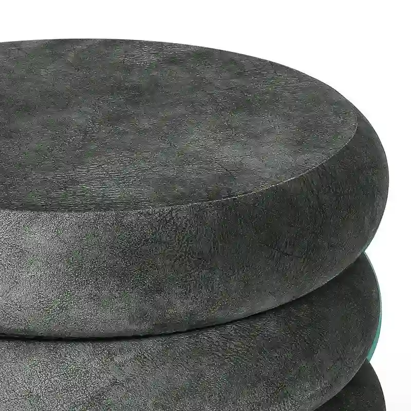 Adeco Round Velvet Ottoman Upholstered Foot Stool