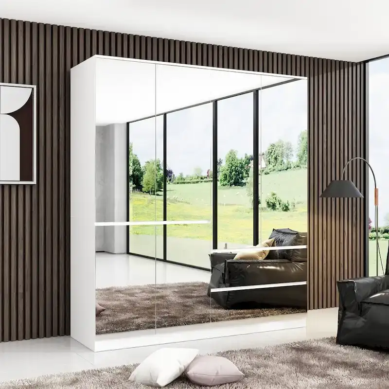 Modular Mirror Wardrobe White Bedroom Cabinet Storage Cabinet Armoire