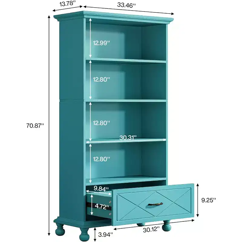 Tribesigns 6-Tier Bookshelf with Drawer, 70.9 Freestanding Bookcase, Open Book Display Rack
