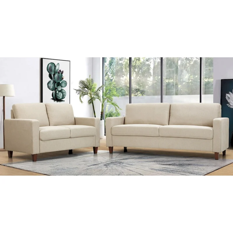 Transitional Upholstered 2 Peice Living Room Sofa Set