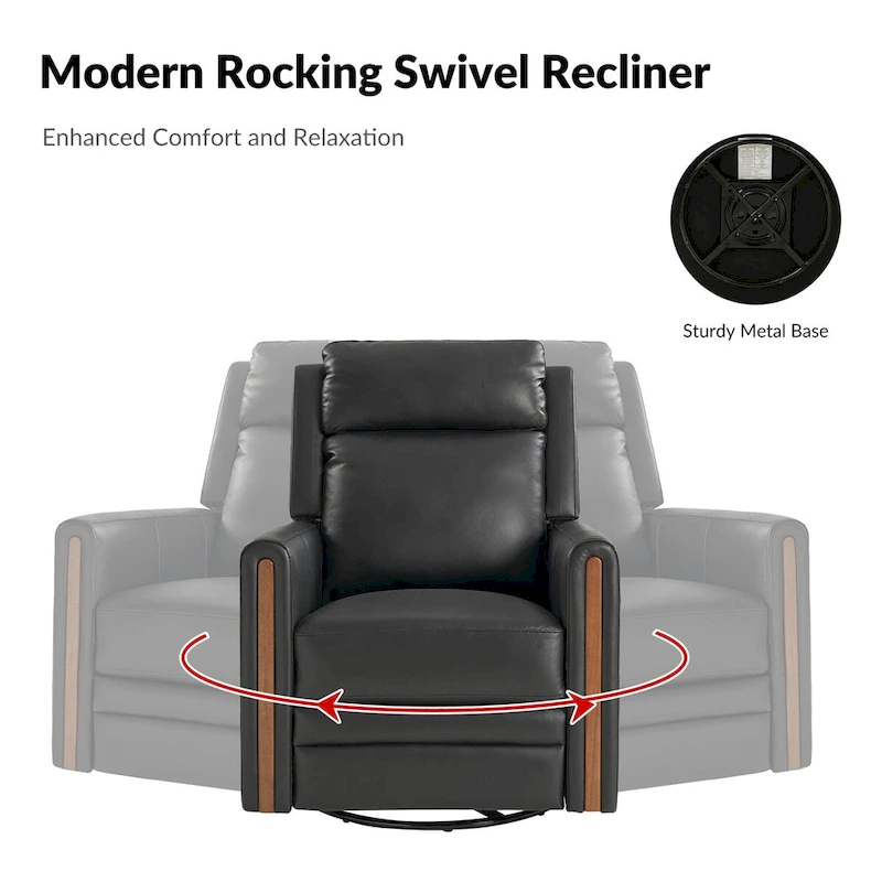 Jaime Modern Genuine Leather Rocking Swivel Power Recliner with Adjustable Headrest and Footrest by HULALA HOME